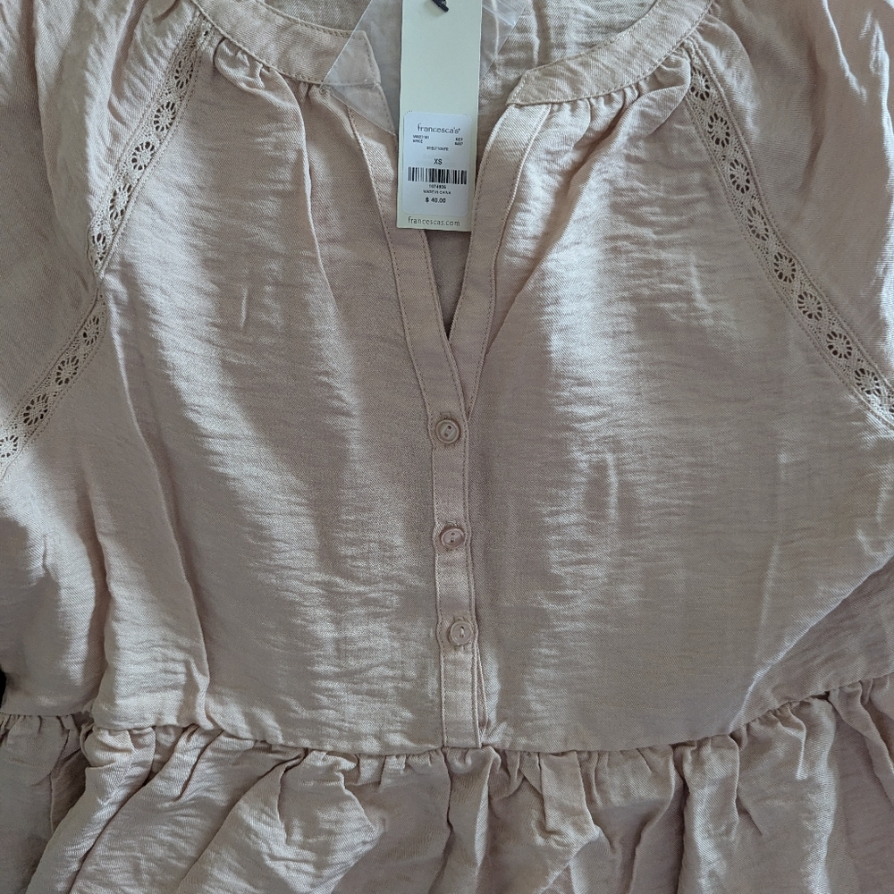 NWT Francesca's Blouse Size XS Teresa Peplum Ruffle Blouse - Picture 4 of 7